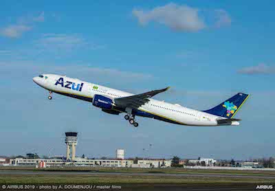 Airbus: consegnato ad Azul primo A330neo del continente americano
