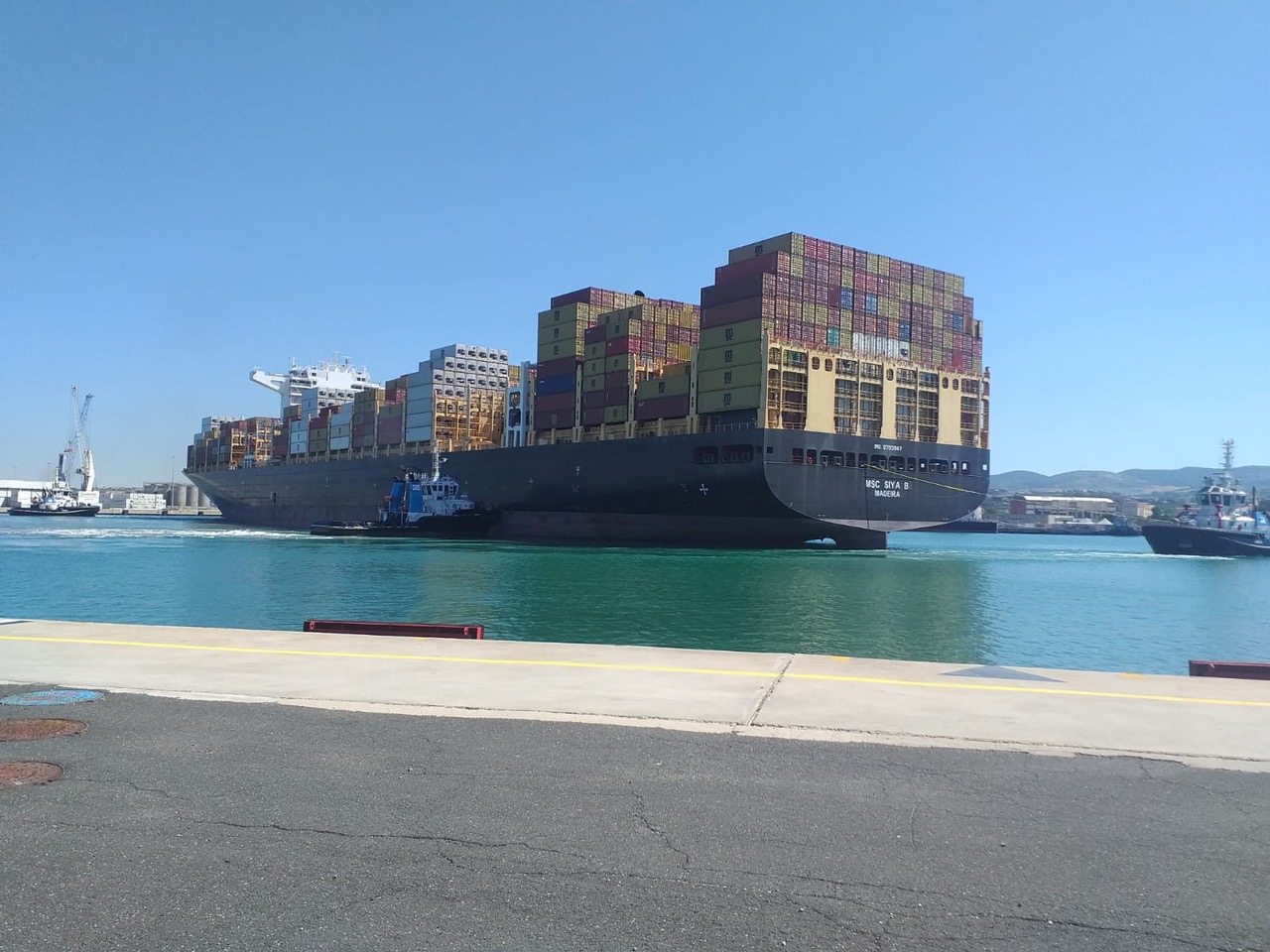 Al Porto di Civitavecchia approda il gigante del mare MSC SIYA B, portacontainer da 330 metri