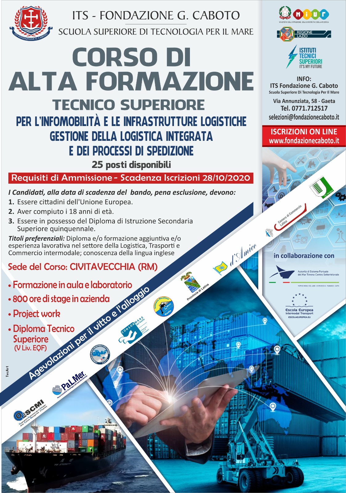 Logistica integrata, nasce a Civitavecchia il Corso Tecnico Superiore per l’Infomobilità e le infrastrutture logistiche