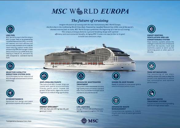 MSC presenta la nave che definisce nuovi standard per la sostenibilità ambientale delle crociere