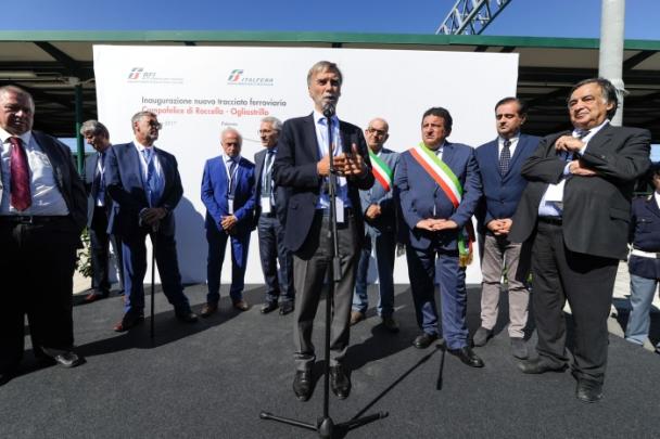 Palermo-Messina: Delrio inaugura il tracciato ferroviario Campofelice di Roccella-Ogliastrillo