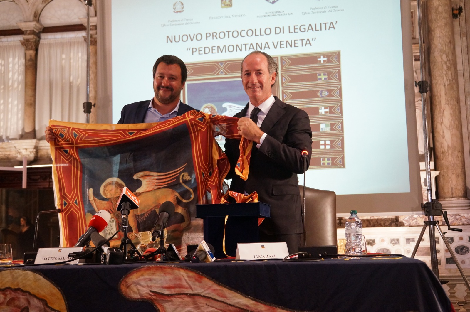 Venezia, Pedemontana: Salvini e Zaia firmano un nuovo protocollo per la legalità