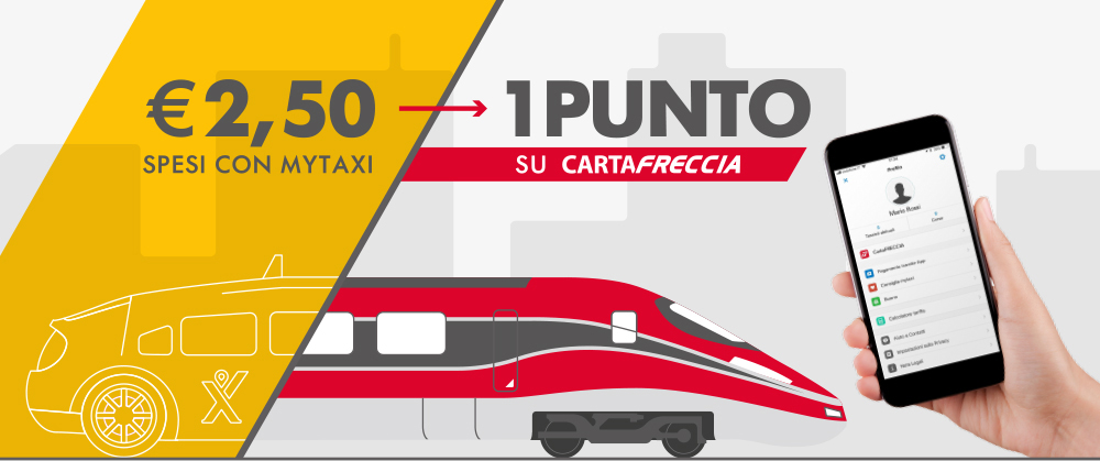 Trenitalia: Mytaxi tra i partner del programma fedeltà CartaFreccia