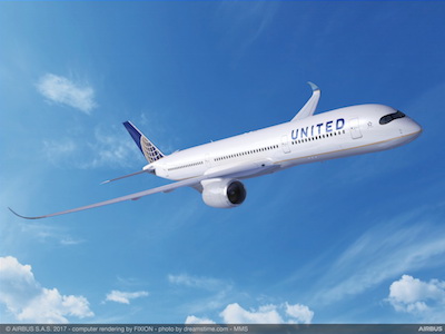 Airbus: 45 nuovi ordini da United Airlines per l’A350XWB