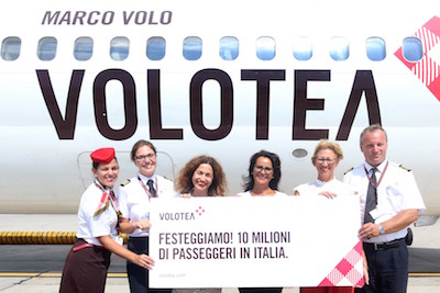 Volotea tocca quota 10 milioni di passeggeri in Italia
