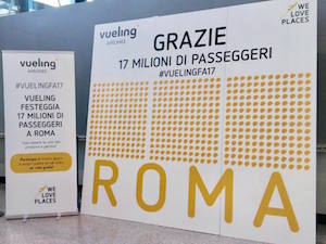 Vueling celebra 17 milioni di passeggeri trasportati a Roma Fiumicino