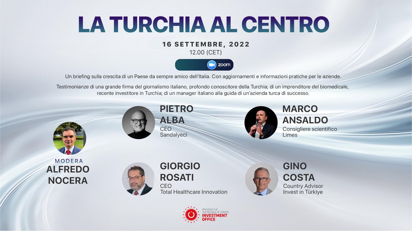 La Turchia al centro: un webinar sulle opportunità di investimento nel paese