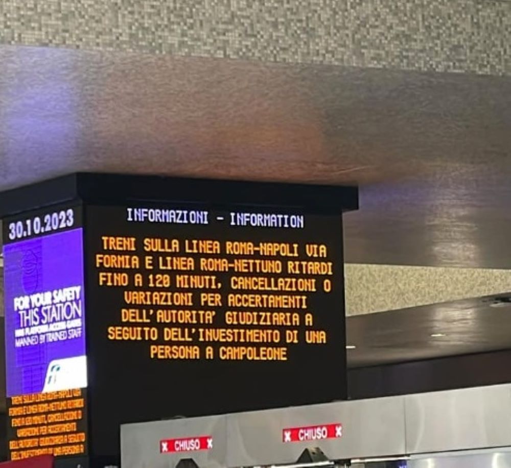 Giovane investito dal treno a Campoleone. Ritardi e cancellazioni sulla linea Roma Napoli