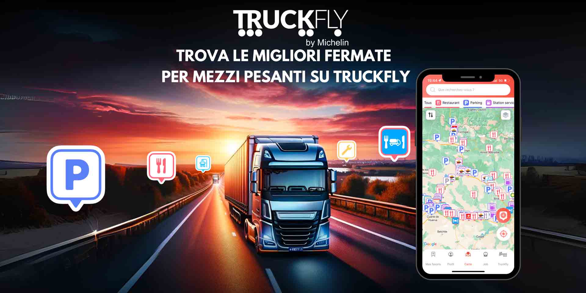 Truckfly by Michelin, l’app che aiuta i conducenti di veicoli pesanti a trovare aree di sosta e servizi