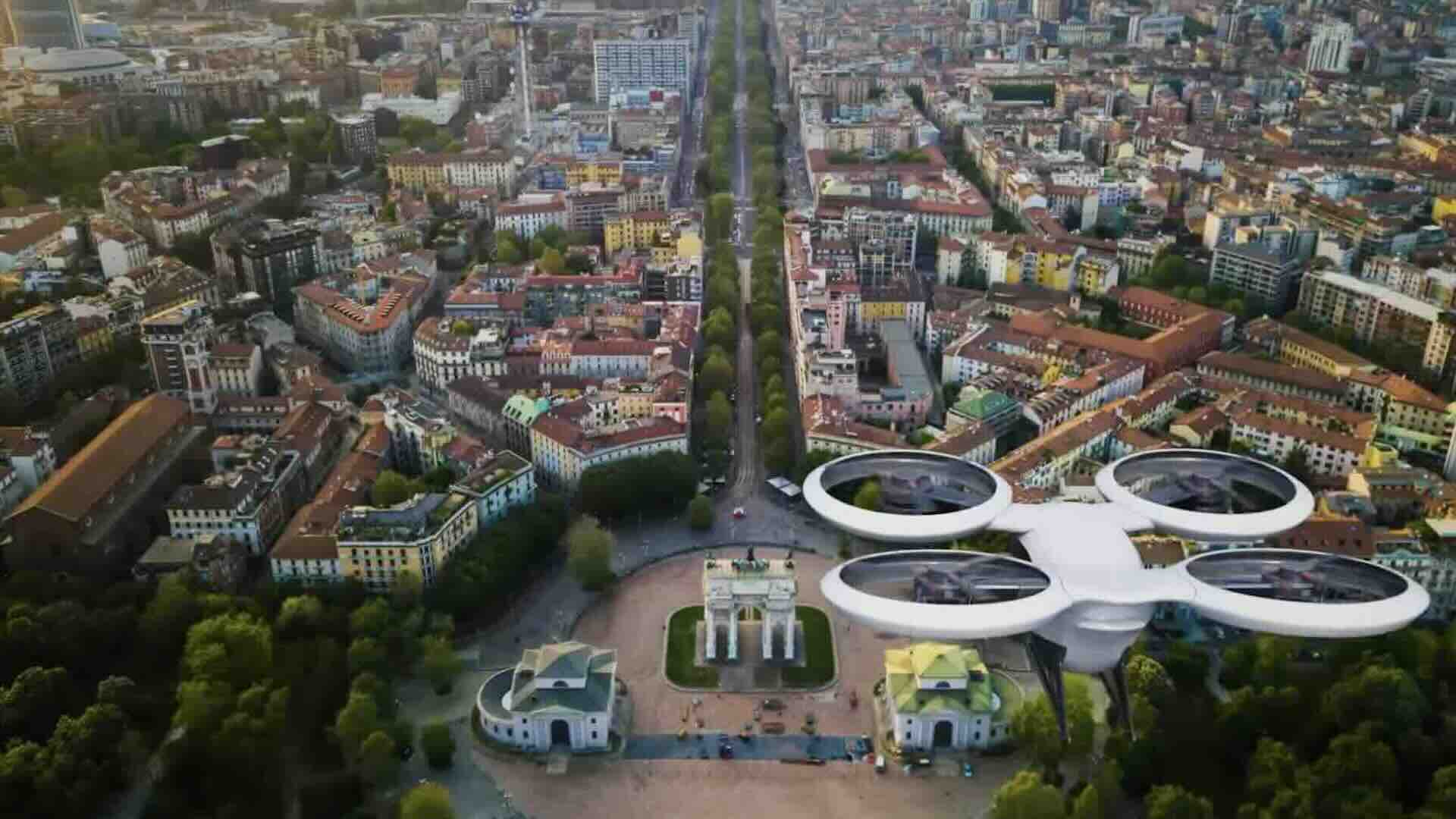 Nuova metropolitana nel cielo a Milano con taxi volanti UAM SEA Urban Air Mobility