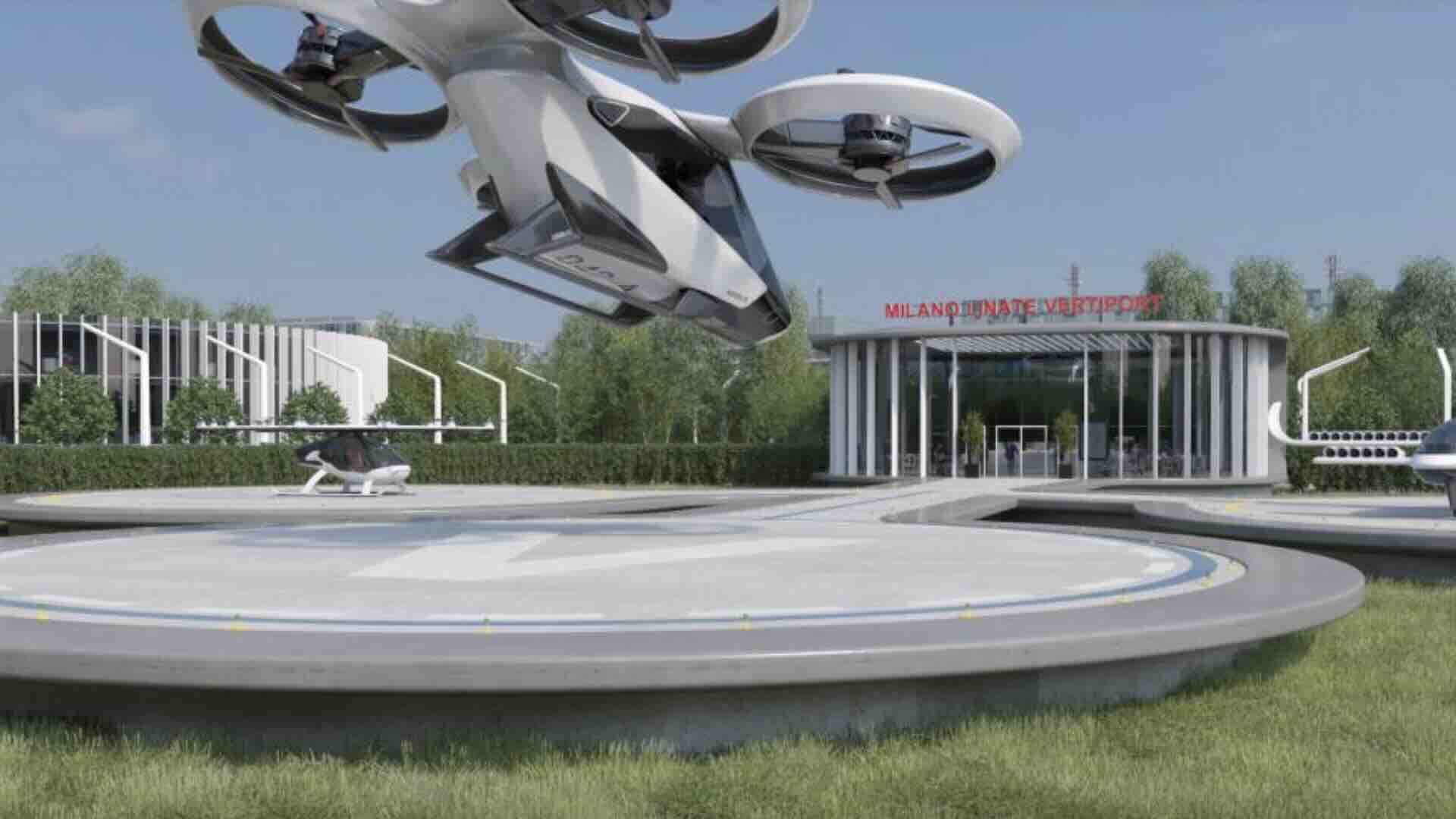 Nuova metropolitana nel cielo a Milano con taxi volanti UAM SEA Urban Air Mobility