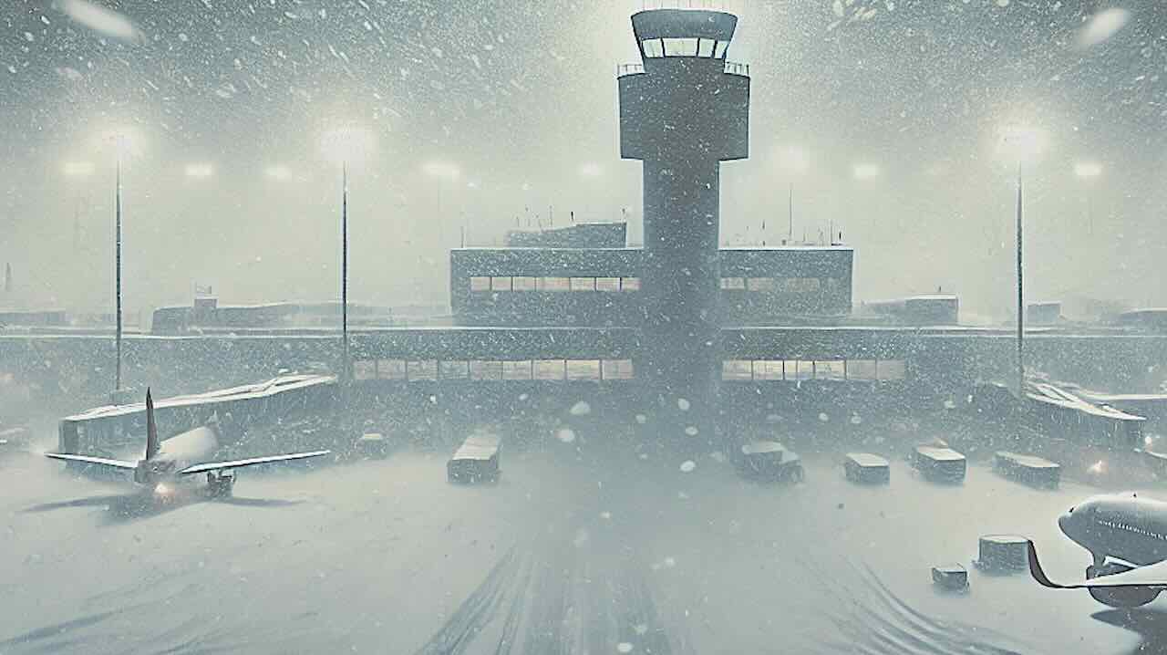 Aeroporti chiusi, voli e trasporti bloccati nel Regno Unito per la tempesta di neve